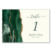 Emerald Green Gold Agate Ivory Wedding Tischnummer (Vorderseite)