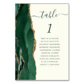 Emerald Green Gold Agate Ivory Wedding Tischnummer (Rückseite)