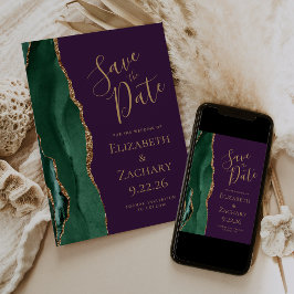 Emerald Green Gold Agate Lila Save the Date
