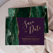 Emerald Green Gold Agate Lila Save the Date Folieneinladung