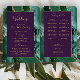 Emerald Green Gold Agate Lila Wedding Program Fächer