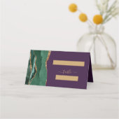 Emerald Green Gold Agate Lila Wedding Table Platzkarte (Vorderseite)