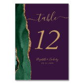 Emerald Green Gold Agate Lila Wedding Tischnummer (Rückseite)