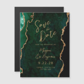 Emerald Green Gold Agate Magnetic Save the Date Magnetkarte (Vorne/Hinten)