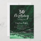 Emerald Green Gold Agate Marble 50. Geburtstag Einladung (Vorderseite)