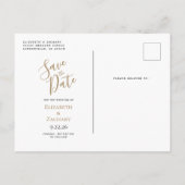 Emerald Green Gold Agate Marble Save the Date Ankündigungspostkarte (Rückseite)
