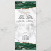 Emerald Green Gold Agate Marble Wedding Programm (Rückseite)