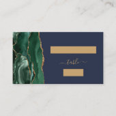 Emerald Green Gold Agate Navy Blue Wedding Escort Platzkarte (Vorderseite)