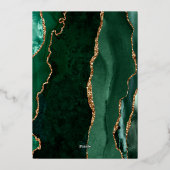 Emerald Green Gold Agate Navy Blue Wedding Folieneinladung (Rückseite)