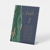 Emerald Green Gold Agate Navy Hochzeitssemble-Tisc Sockelschild (Vorderseite)