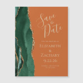 Emerald Green Gold Agate Rust Magnet Save the Date (Vorderseite)