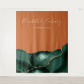 Emerald Green Gold Agate Rust Wedding Foto Stand Wandteppich (Vorderseite)