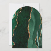 Emerald Green Gold Agate Script Dark Arch Wedding Einladung (Rückseite)