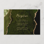 Emerald Green Gold Agate Script Hochzeitsempfang Begleitkarte (Vorderseite)