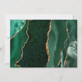Emerald Green Gold Agate Script Wedding Einladung (Rückseite)