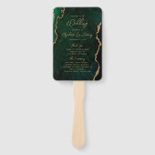 Emerald Green Gold Agate Script Wedding Program Fächer (Vorderseite)