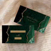 Emerald Green Gold Agate Script Wedding Table Platzkarte