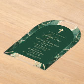 Emerald Green Gold Agate Taufe Modernes Elegantes Acryleinladungen (Ablage )