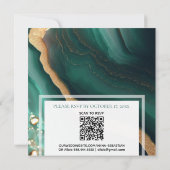 *~* EMERALD GREEN GOLD Agate UAWG QR AR66 Wedding Einladung (Rückseite)