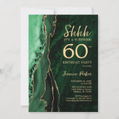 Emerald Green Gold Agate Überraschung 60. Geburtst Einladung (Vorderseite)