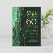 Emerald Green Gold Agate Überraschung 60. Geburtst Einladung (Stehend Vorderseite)