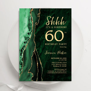 Emerald Green Gold Agate Überraschung 60. Geburtst Einladung