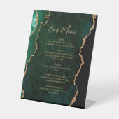 Emerald Green Gold Agate Wedding Bar Menu Sockelschild (Vorderseite)