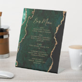 Emerald Green Gold Agate Wedding Bar Menu Sockelschild (In SItu)