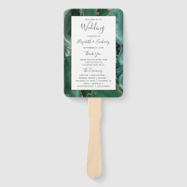 Emerald Green Gold Agate Wedding Program Fächer