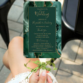 Emerald Green Gold Agate Wedding Program Fächer
