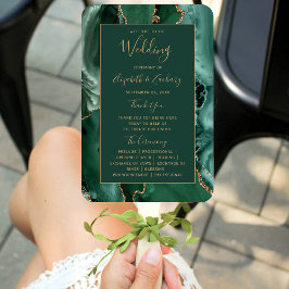 Emerald Green Gold Agate Wedding Program Fächer