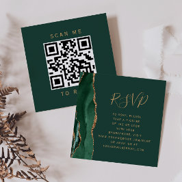 Emerald Green Gold Agate Wedding QR Code UAWG Begleitkarte