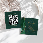 Emerald Green Gold Agate Wedding QR Code UAWG Begleitkarte
