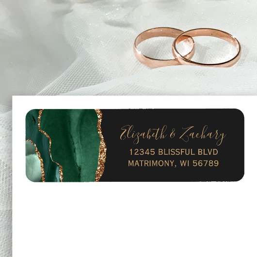 Emerald Green Gold Agate Wedding Rücksendeadresse