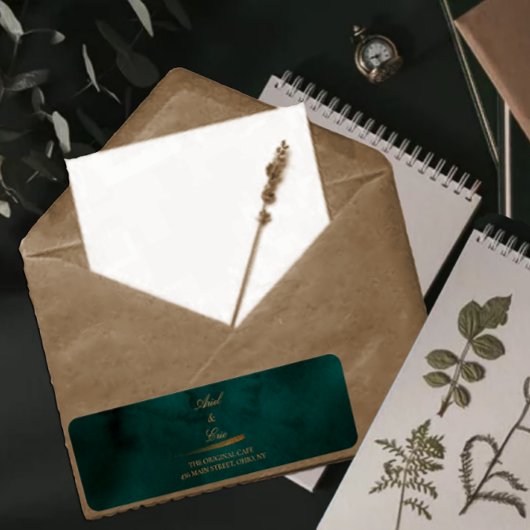 Emerald Green Gold Agate Wedding Rücksendeadresse