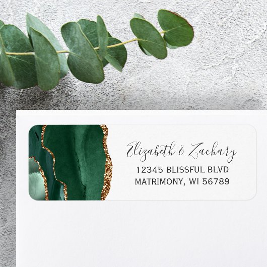 Emerald Green Gold Agate Wedding Rücksendeadresse