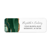 Emerald Green Gold Agate Wedding Rücksendeadresse (Vorne)