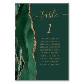 Emerald Green Gold Agate Wedding Tischnummer (Vorderseite)