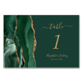 Emerald Green Gold Agate Wedding Tischnummer (Rückseite)