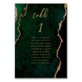 Emerald Green Gold Agate Wedding Tischnummer (Vorderseite)