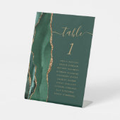 Emerald Green Gold Agate Wedding Tischnummer Sockelschild (Vorderseite)