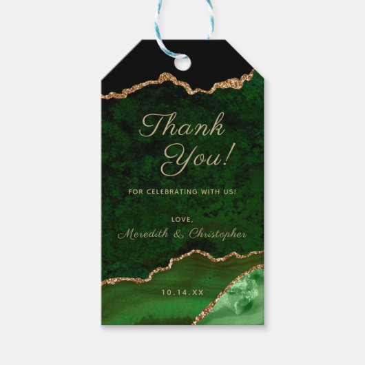 Emerald Green Gold Agate Wedding Vielen Dank Geschenkanhänger (Vorderseite)
