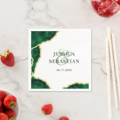 Emerald Green Gold Agate White Elegante Hochzeit Serviette (Beispiel)