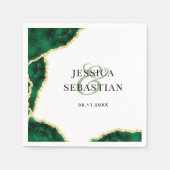 Emerald Green Gold Agate White Elegante Hochzeit Serviette (Vorderseite)