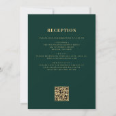 Emerald Green Gold All in One QR Code Wedding Einladung (Rückseite)