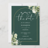 Emerald Green Gold Arch Foto QR Code Hochzeit Save The Date (Vorderseite)