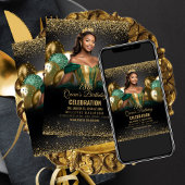 Emerald Green Gold Balloons Einladung zum Geburtst