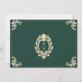 Emerald Green Gold Baroque Wedding Save The Date (Rückseite)