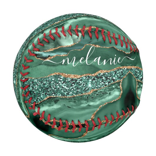 Emerald Green Gold Baseball mit Individuelle Name (Vorderseite Links)