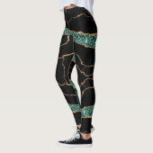 Emerald Green Gold Black Leggings (Links)